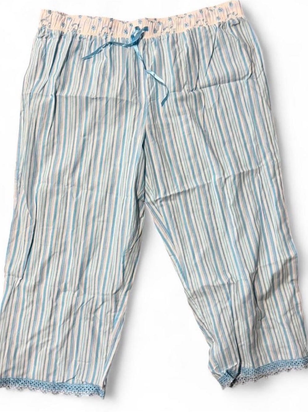 Light Blue Striped Women’s Pajama Pants - No Boundaries